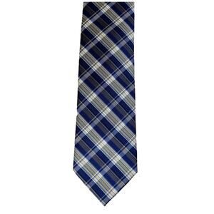 Platinum Design Blue Plaid Men's Neck Tie Business Formal Career Office Washable